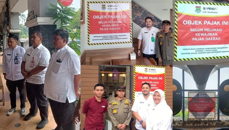 Tindak Tegas Penunggak Pajak, Bapenda Kabupaten Tangerang Pasang Stiker di Sejumlah Restoran di Kelapa Dua
