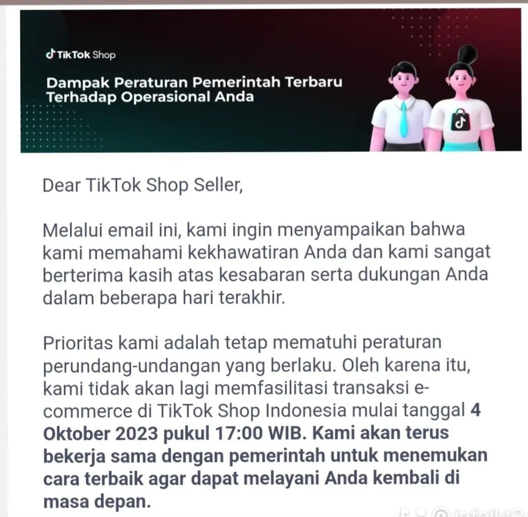 Mulai 4 Oktober 2023 Besok, TikTok Shop Seller di Indonesia Resmi Ditutup
