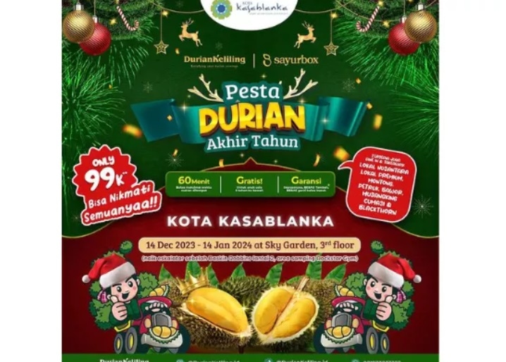All You Want Eat! Pesta Durian Sepuasnya Hanya  Rp 99 Ribu, Digelar di Mal Kota Kasablanka Selama Sebulan Penuh, Cek Tanggalnya di Sini