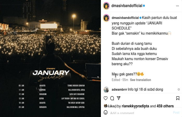 Jadwal Manggung D'Masiv Sepanjang Januari 2024, Minggu Depan di Serpong dan Depok, Para Massiver Siap-siap ya!