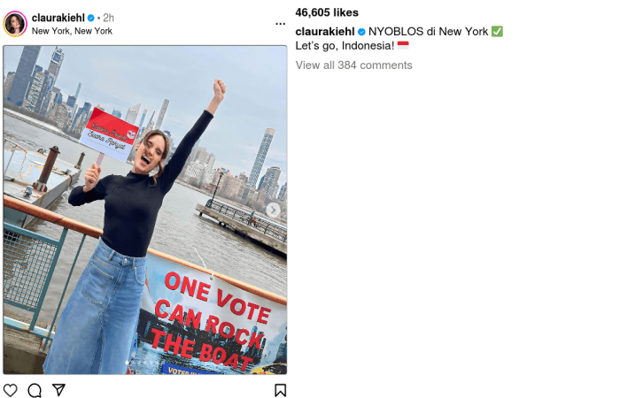Momen Pemilu 2024, Cinta Laura Sudah Nyoblos di New York: Let's Go Indonesia!
