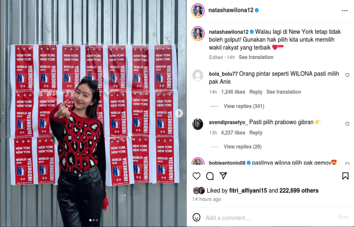 Momen Pemilu 2024, Natasha Wilona Sudah Nyoblos di New York: Jangan Golput, Pilih Wakil Rakyat Terbaik!