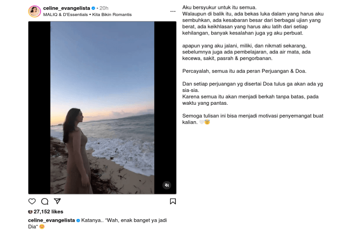 Celine Evangelista Hidup Nyaman dan Tenteram di Usia 31 Tahun: Di Balik Itu Ada Bekas Luka Dalam yang Harus Aku Sembuhkan