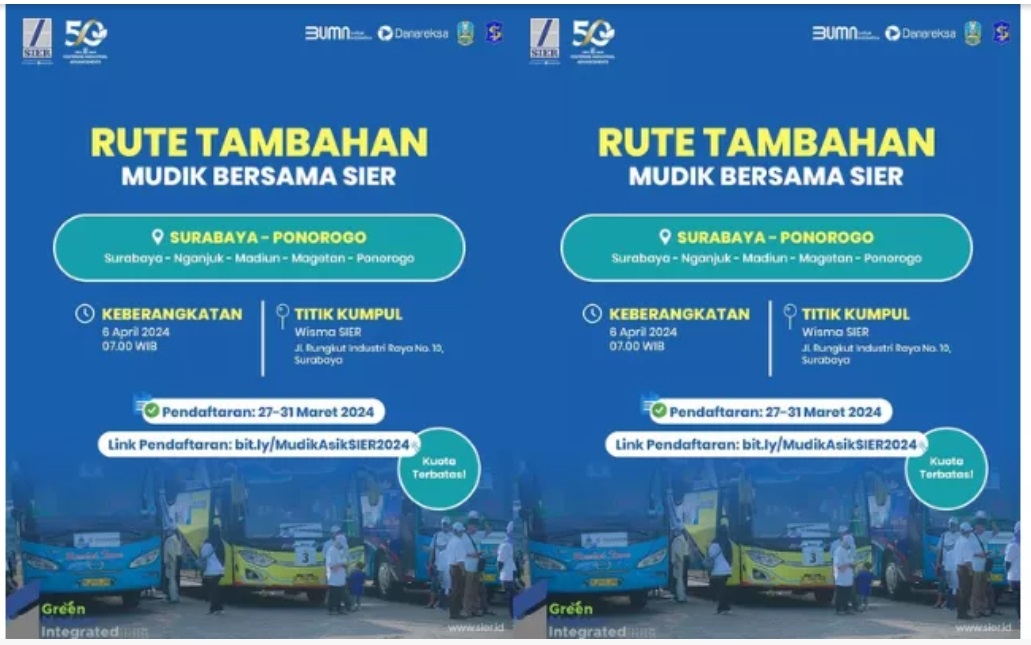 AYO DAFTAR! Mudik Gratis PT SIER dari Surabaya Tujuan Jember, Trenggalek dan Ponorogo, Simak Syarat dan Cara Daftarnya