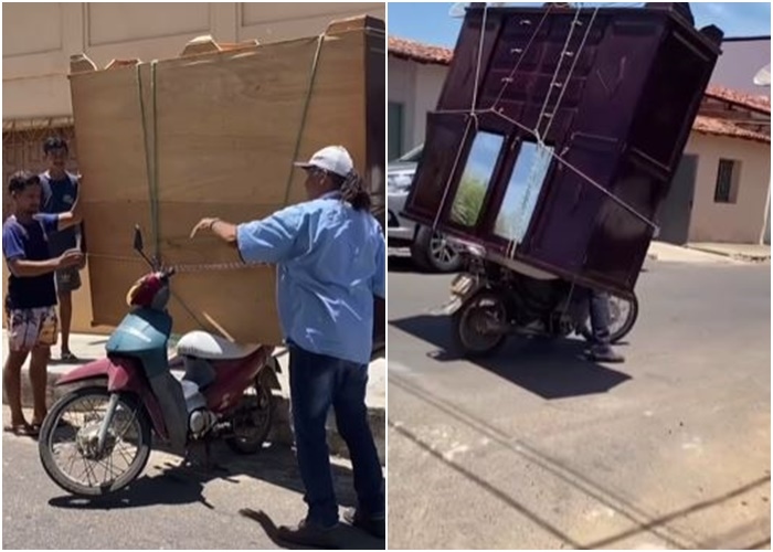 Viral Pemotor Bawa Lemari Pakaian Besar dengan Dibonceng, Will Smith Sampai Terkesima