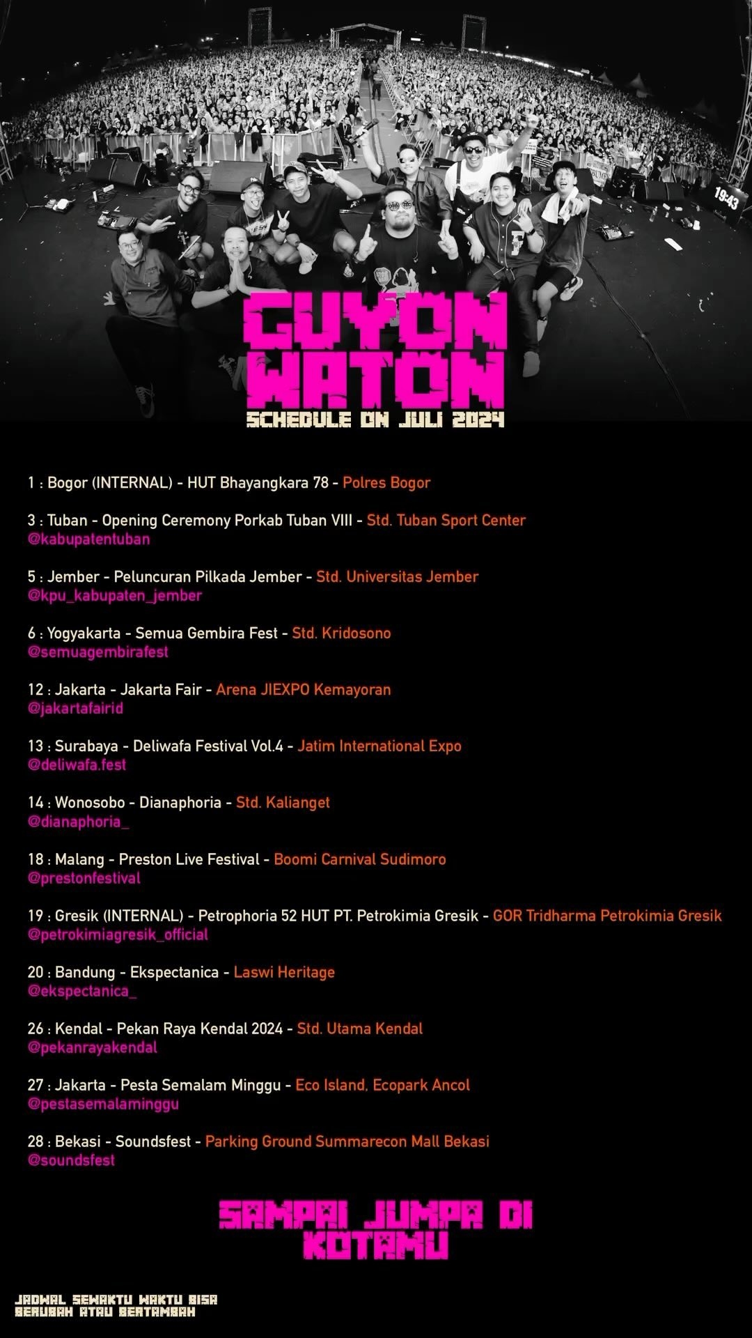 SIMAK! Jadwal Konser Guyon Waton di Sepanjang Bulan Juli 2024, Ada 11 Lokasi Tersebar di Wilayah Indonesia, dari Tuban hingga Bekasi