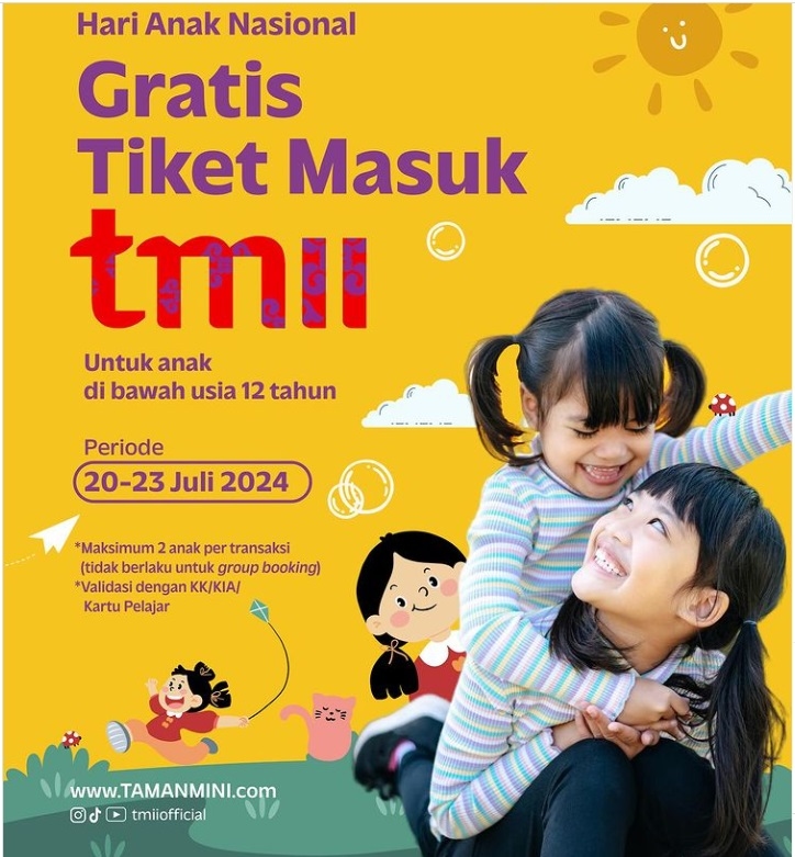 PROMO AKHIR PEKAN: Gratis Masuk TMII dalam rangka Hari Anak Nasional, Berikut Syarat dan Ketentuannya