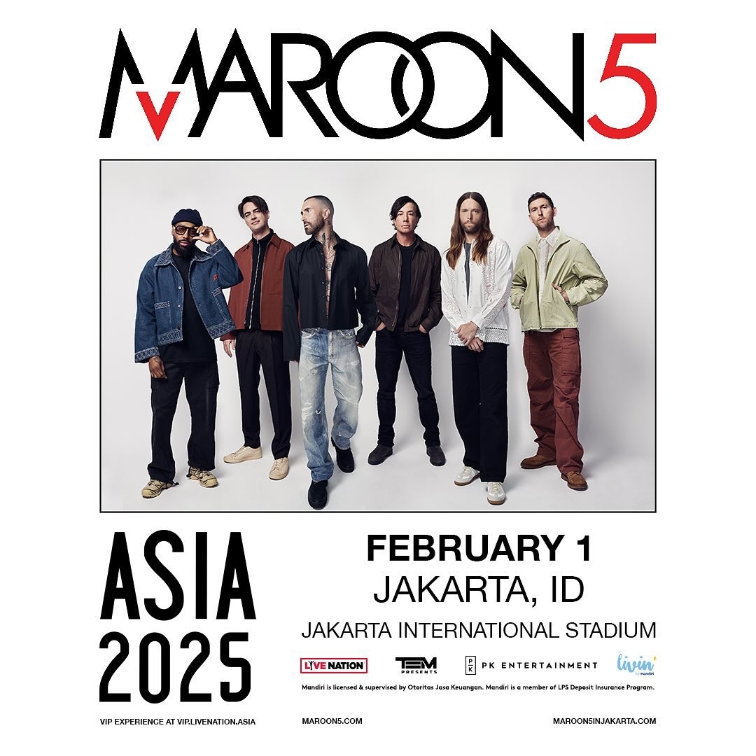 SIAP-SIAP! Maroon 5 Bakal Konser di Jakarta pada Awal Tahun Depan, Penjualan Tiket Dimulai 24 September 2024 Ini, Segini Harganya