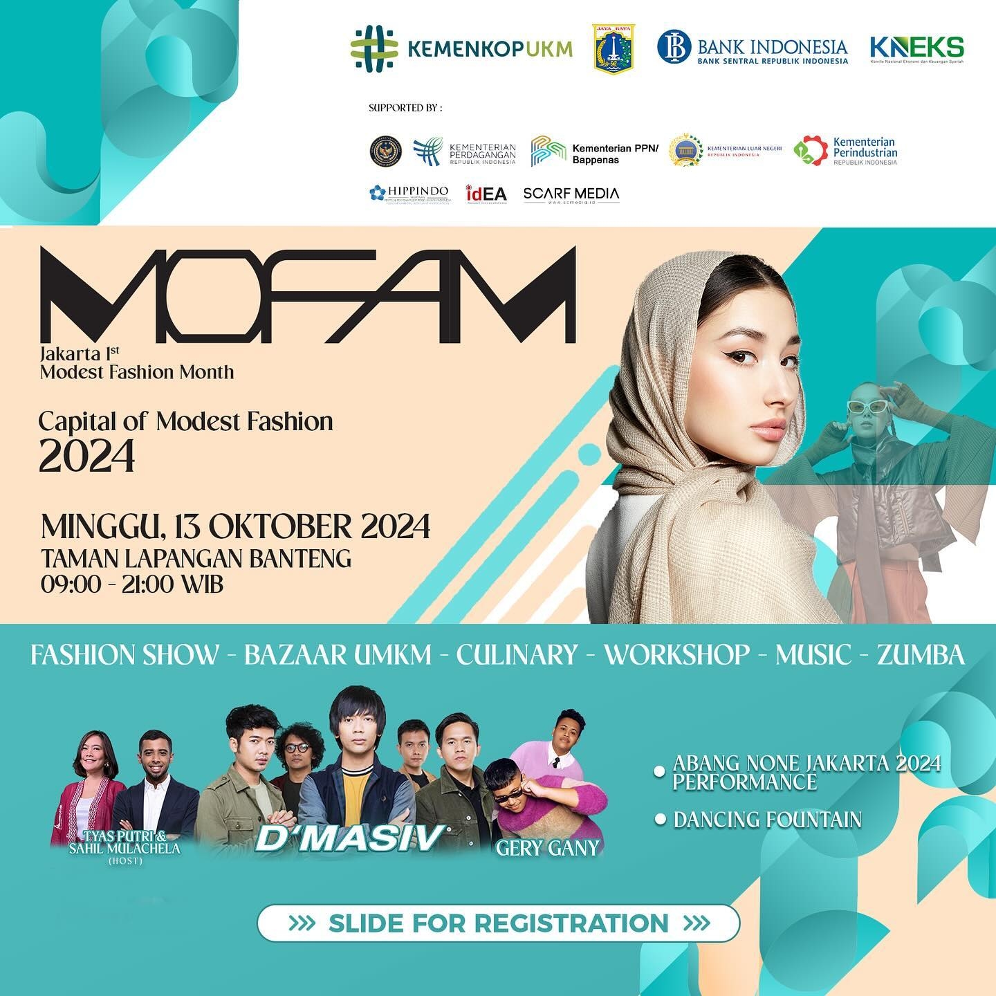KONSER GRATIS D'Masiv di Lapangan Banteng Minggu Lusa! Meriahkan MOFAM 2024, Ada Fashion Show, Culinary hingga Zumba Party