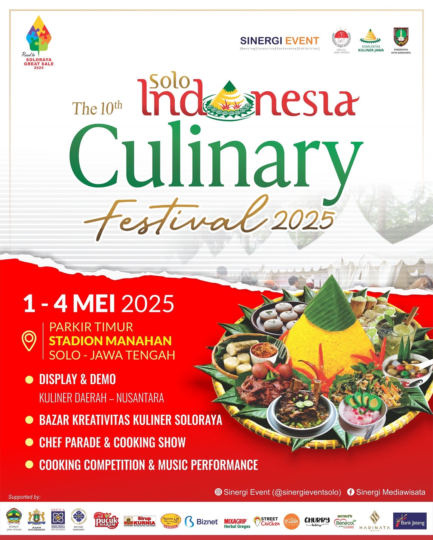 Warga Solo Merapat! Hari Ini Terakhir Festival Kuliner SICF 2025 di Stadion Manahan, Ada Cooking Competition hingga Music Performance, Gratis!