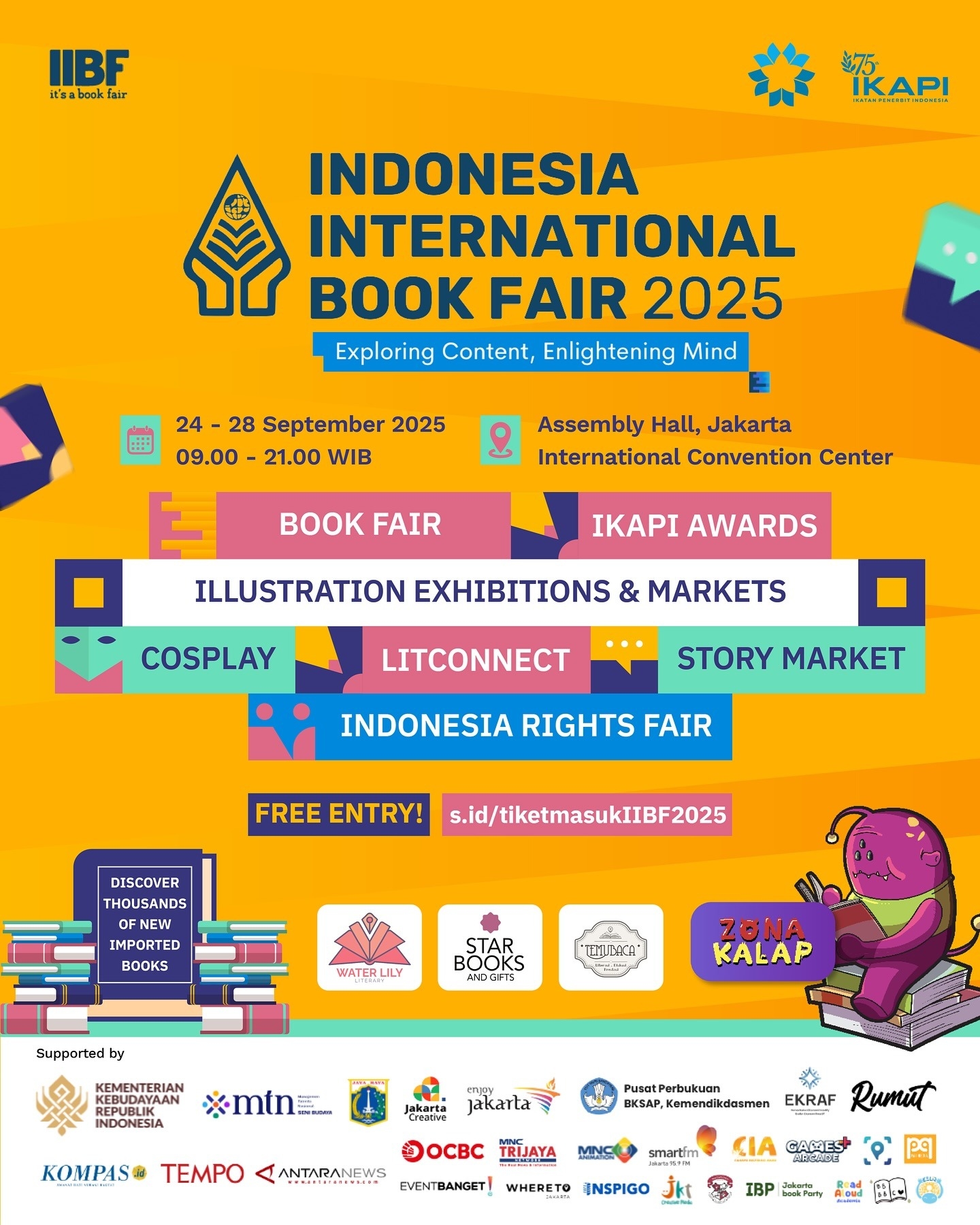 Yuk, Datang ke IIBF 2025! Pameran Buku Skala Internasional Digelar di JICC Senayan Mulai Besok hingga 28 September, Gratis!