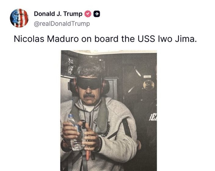 Trump Rilis Foto Penangkapan Nicolas Maduro di Atas Kapal Perang AS