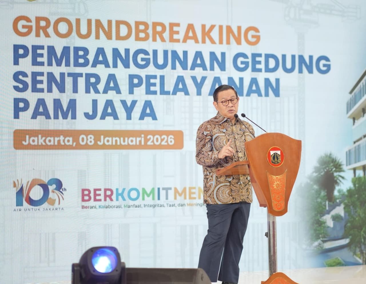 Gubernur Pramono Resmikan Groundbreaking Gedung Sentra Pelayanan PAM Jaya, Persiapan Menuju IPO 2027