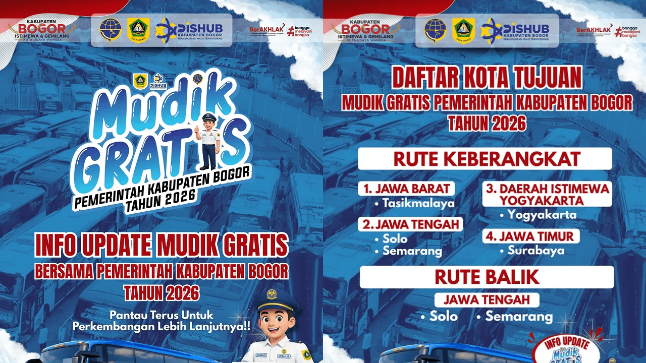 Siap-siap Daftar! Pemkab Bogor Gelar Mudik Gratis Lebaran 2026, Berikut Daerah yang Jadi Tujuan