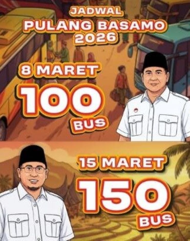 Kapan Pendaftaran Mudik Gratis Pulang Basamo Lebaran 2026 Dibuka? Keberangkatan Dua Gelombang, pada 8 dan 15 Maret 2026