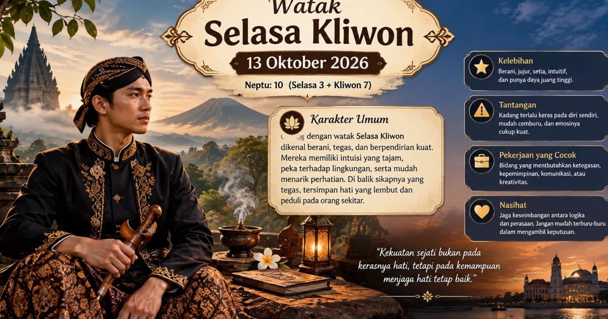 Selasa Kliwon: Weton Neptu 11 yang Wataknya Bisa Jadi Pujangga atau Malah Menyebalkan
