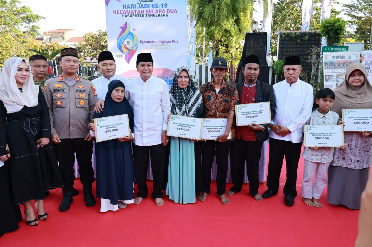 HUT ke-19 Kecamatan Kelapa Dua Dihadiri Bupati Tangerang Maesyal Rasyid, Santuni 120 Anak Yatim dan Ajak Perkuat Sinergi