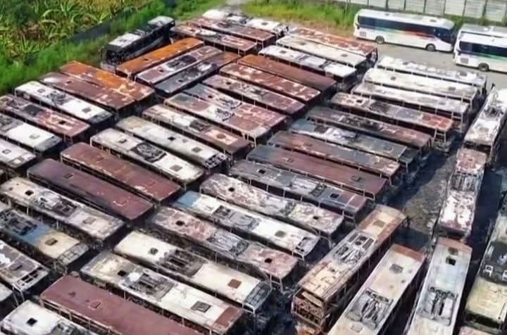 Pangkalan PO Sinar Jaya di Cikarang Terbakar, 50 Bus Ludes