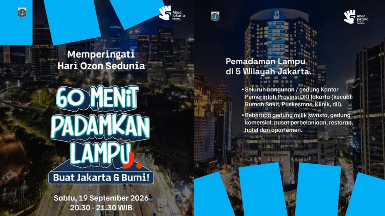 Peringati Hari Ozon Sedunia 2026: Pemprov DKI Gelar Pemadaman Lampu Serentak 60 Menit Besok Malam, Cek Lokasinya!