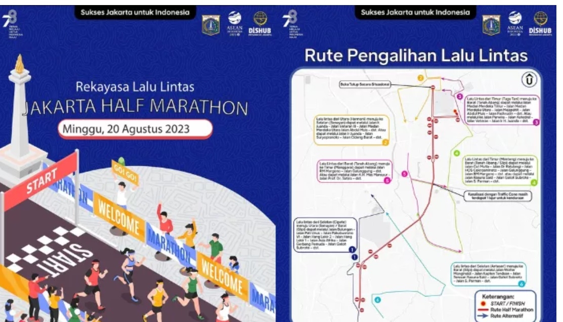 Ada Jakarta Half Marathon 2023, Besok Diberlakukan Rekayasa Lalu Lintas dari Monas hingga Blok M