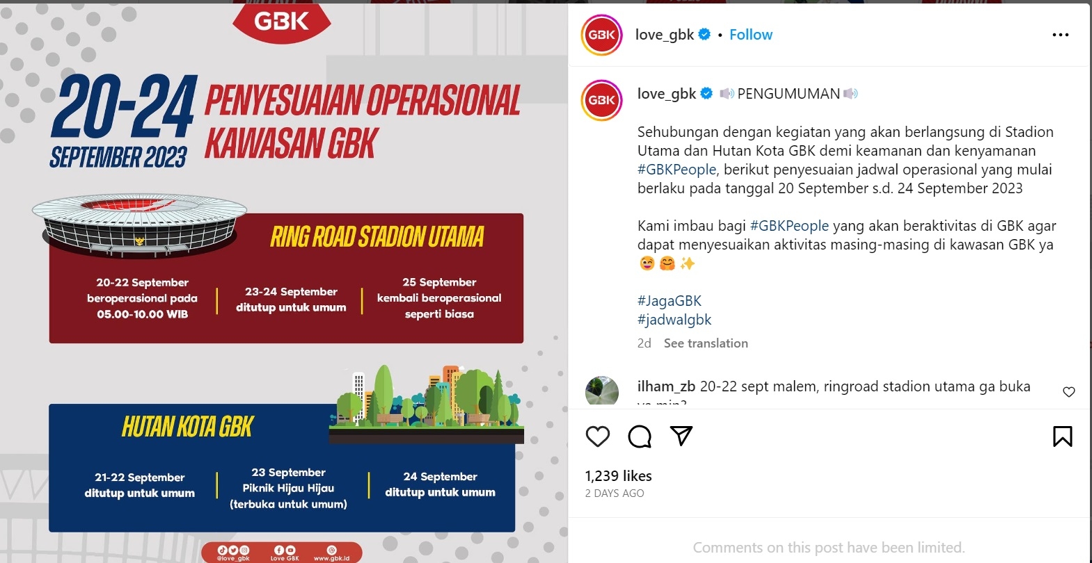 Akhir Pekan Ini Kawasan GBK Tertutup Untuk Umum, Ini Penyebabnya