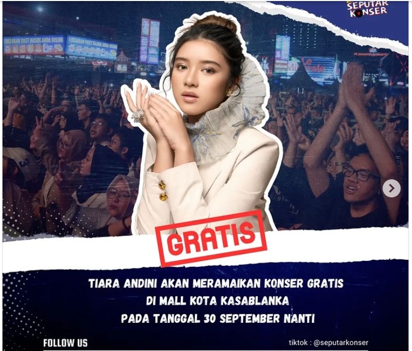 Jangan Lupa! Akhir Pekan Ini Ada Konser Gratis Tiara Andini di Mall Kota Kasablanka