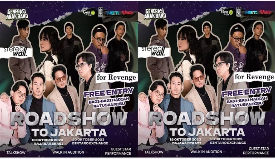 Gratis! Roadshow Generasi Anak Band Digelar di Bajawa Bekasi dan Bintaro Exchange Pekan Ini, Ada Konsernya Loh