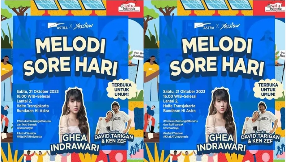 Konser Gratis Melodi Sore Hari di Bundaran HI Akhir Pekan Ini, Ada Ghea Indrawari hingga David Tarigan