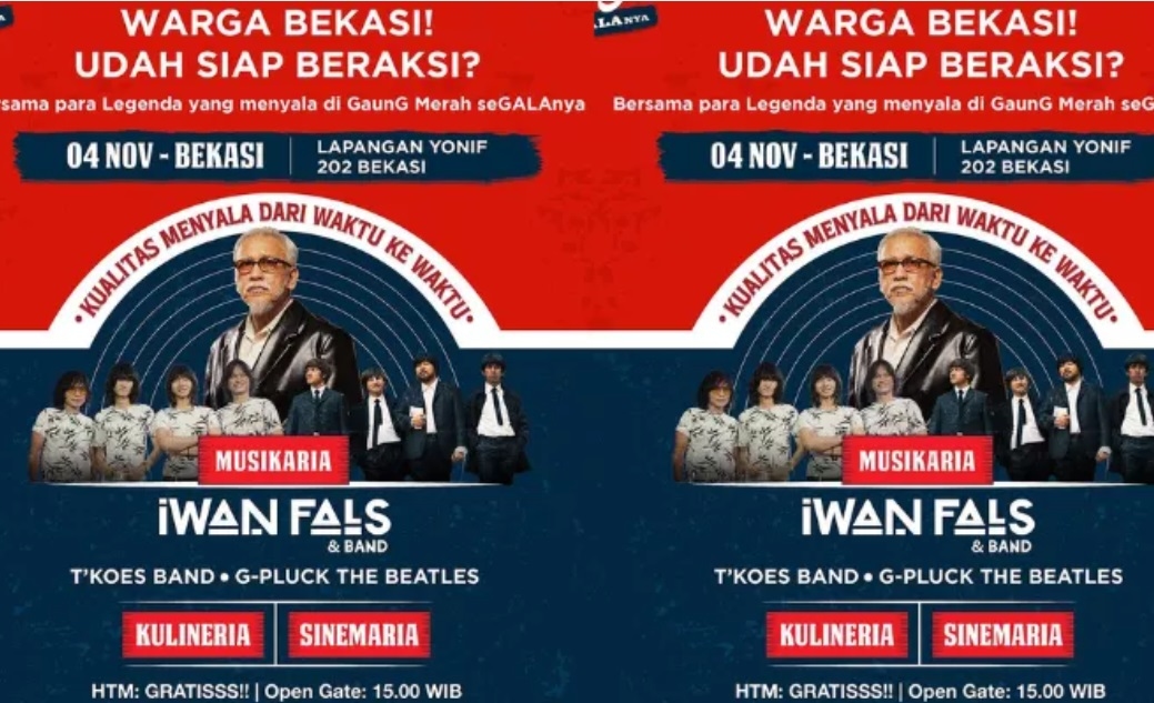 Iwan Fals Konser di Bekasi Akhir Pekan Ini, Oi Jangan Sampai Ketinggalan, Di Sini Tempatnya