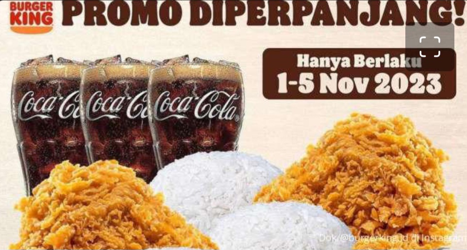 Promo Burger King, Paket Tiga Orang Cuma Rp 54.000, Berlaku Tanggal 1 - 5 November 2023, Ini Syaratnya