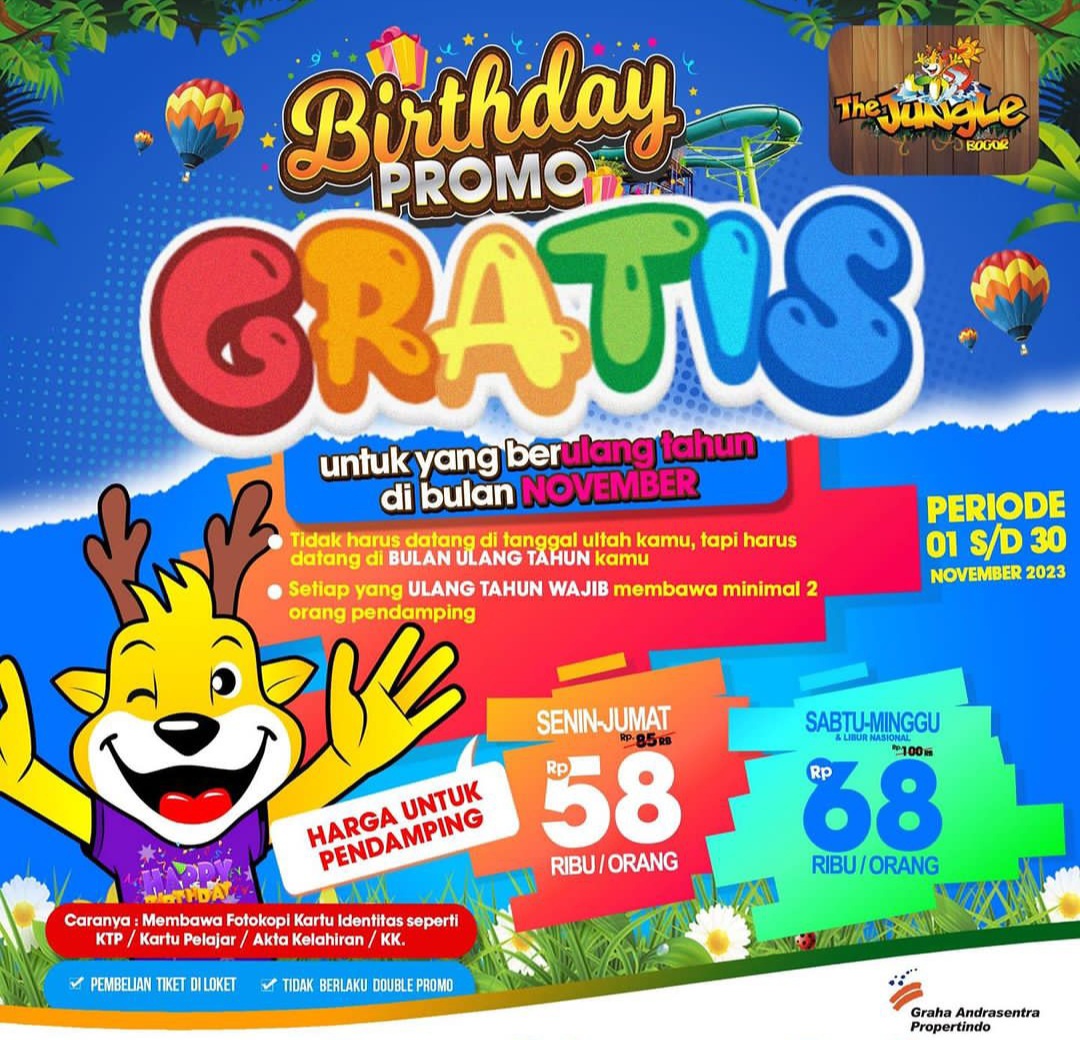 Gratis Masuk The Jungle Bogor Bagi yang Ulang Tahun di Bulan November Ini, Catat Persyaratannya