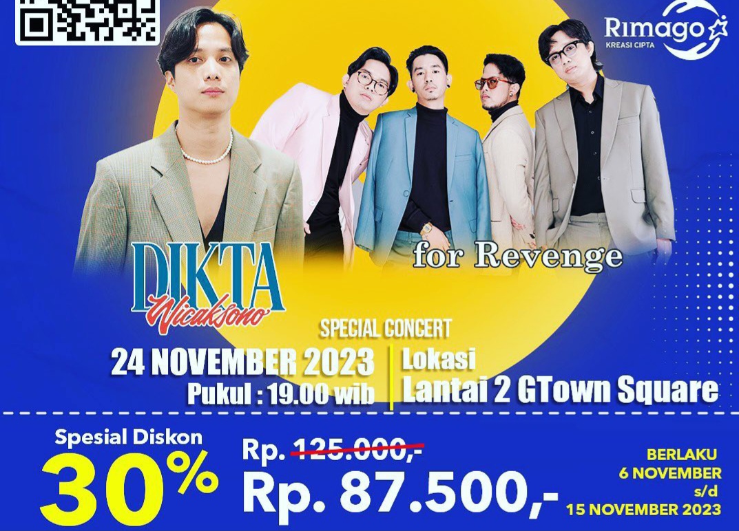 Promo Diskon 30 Persen! Tiket Konser Musik Dikta Wicaksono di Town Square Gading Serpong, Buruan Cek di Sini