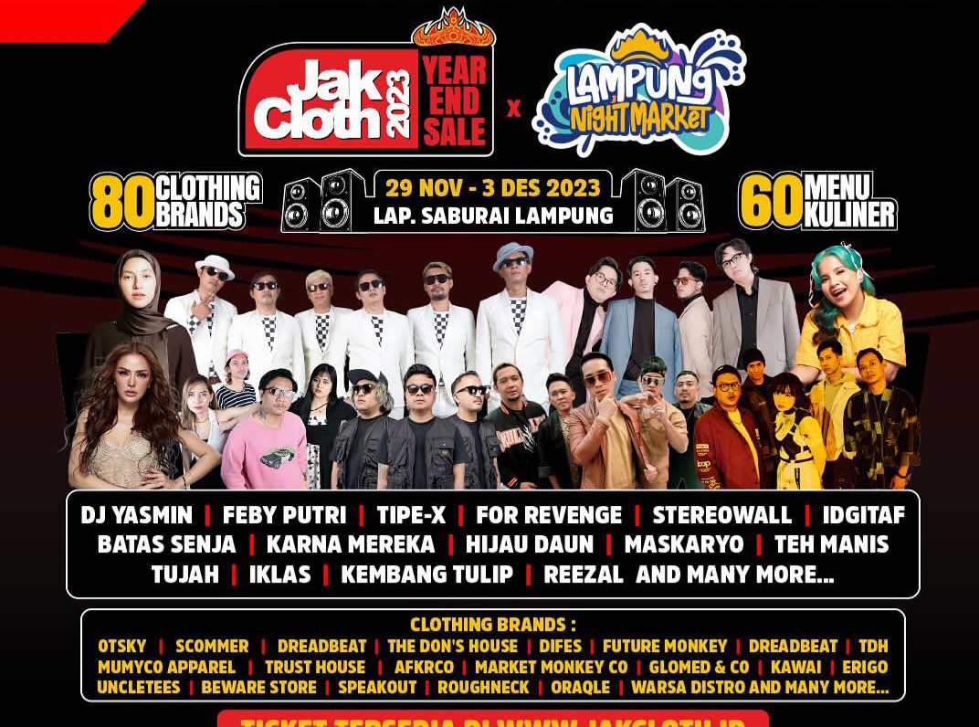 Warga Lampung Merapat! Nikmati Konser Musik Sambil Berburu Diskon Pakaian di JakCloth 2023, Tandai Lokasi dan Jadwal Acaranya