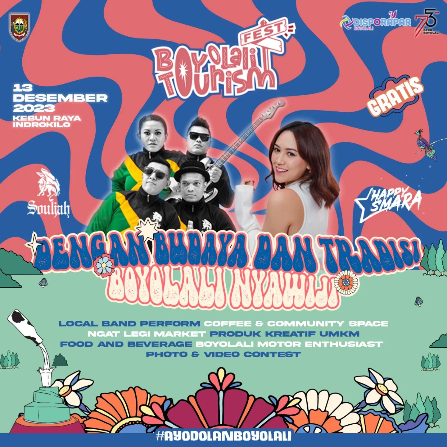 Konser Gratis Souljah dan Happy Asmara di Boyolali Tourism Festival 2023, Catat Tanggal dan Lokasinya