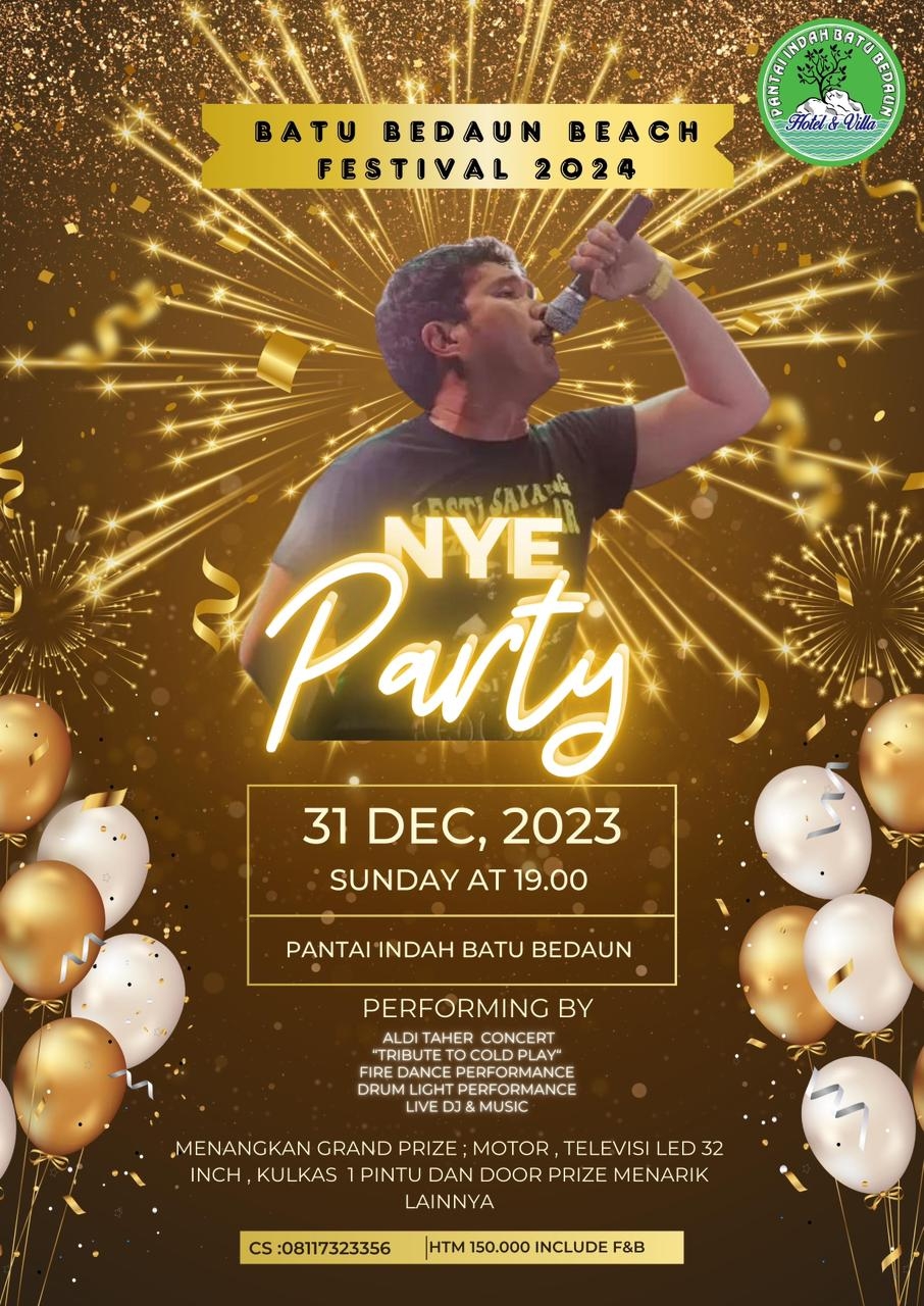 Pesta Malam Tahun Baru di Pantai Batu Bedaun, Ada Konser Aldi Taher 'Tribute to Cold Play' hingga Live DJ, Segini Harga Tiketnya