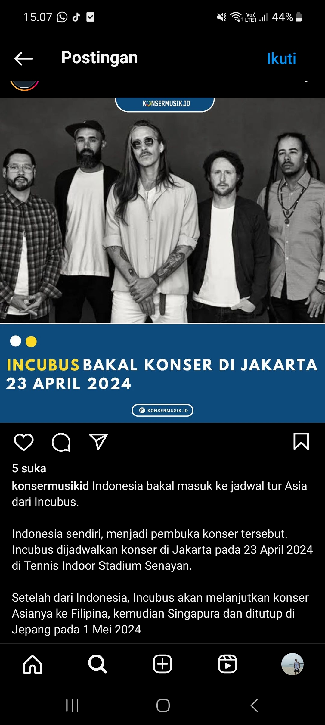 Dear Pecinta Musik Rock, INCUBUS Bakal Konser di Jakarta, Cek Infonya di Sini