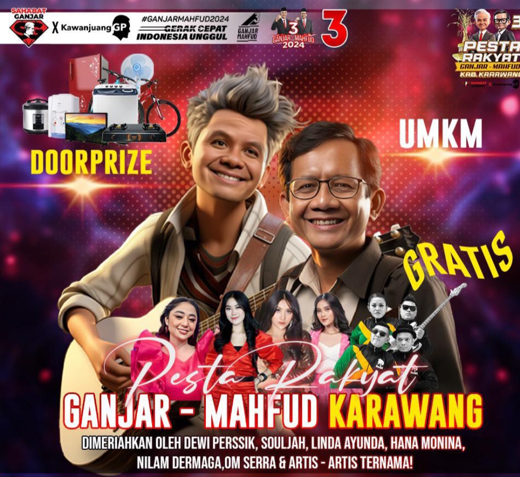 Konser Gratis dan Dapat Doorprize Menarik! Pesta Rakyat Ganjar-Mahfud di Karawang, Catat Tanggalnya