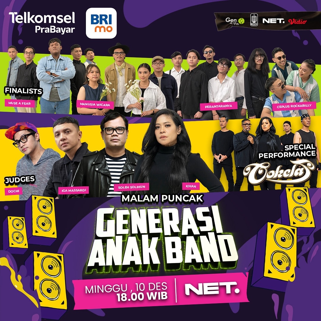 Malam Puncak Generasi Anak Band Digelar Akhir Pekan Ini, Ada Cokelat, OKAAY, hingga Kuburan Band, Saksikan Langsung di NET.TV atau Vidio