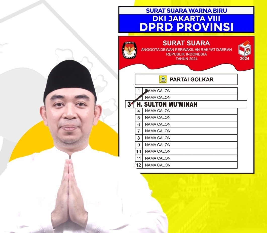 Profil H. Sulton Mu'minah Caleg Golkar Dapil 8 DPRD DKI Jakarta, Perjuangkan Kesejahteraan RT, Kader PKK hingga Dasawisma
