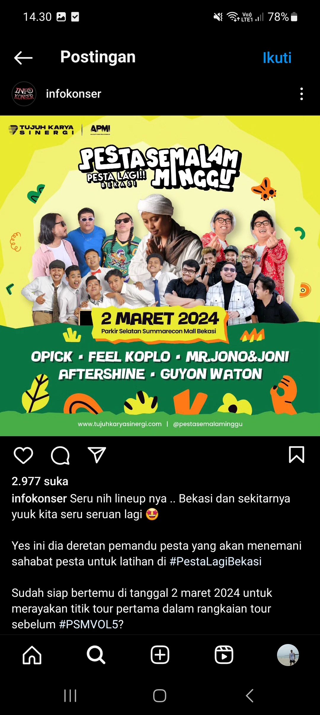 Bekasi Bersiap Konser Musik "PESTA SEMALAM MINGGU" Ada Feel Koplo hingga Opick, Bikin Cara Nontonnya