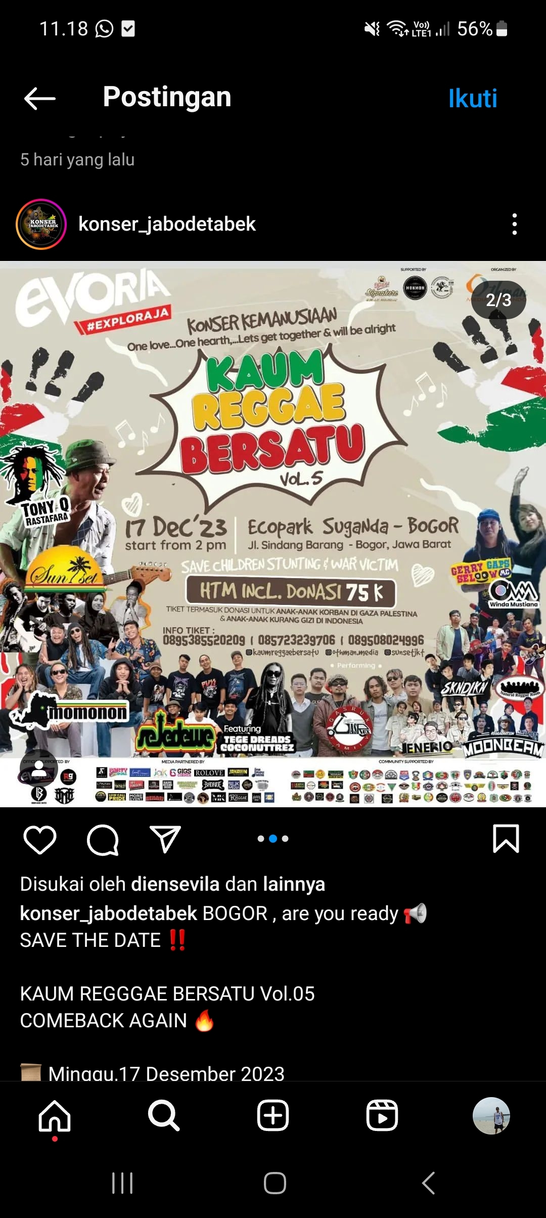 Konser Musik "KAUM REGGAE BERSATU Vol.05" Semangat Kemanusiaan Untuk Gaza, Cek Disini