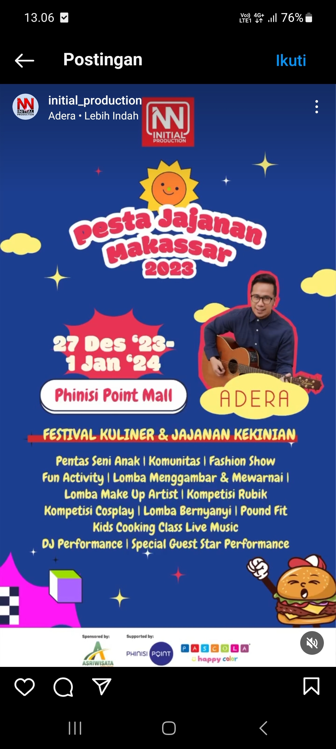 Warga Makassar Merapat! Sambut Tahun Baru dengan Konser Gratis dan Festival Kuliner, Ada Adera, Cek Disini