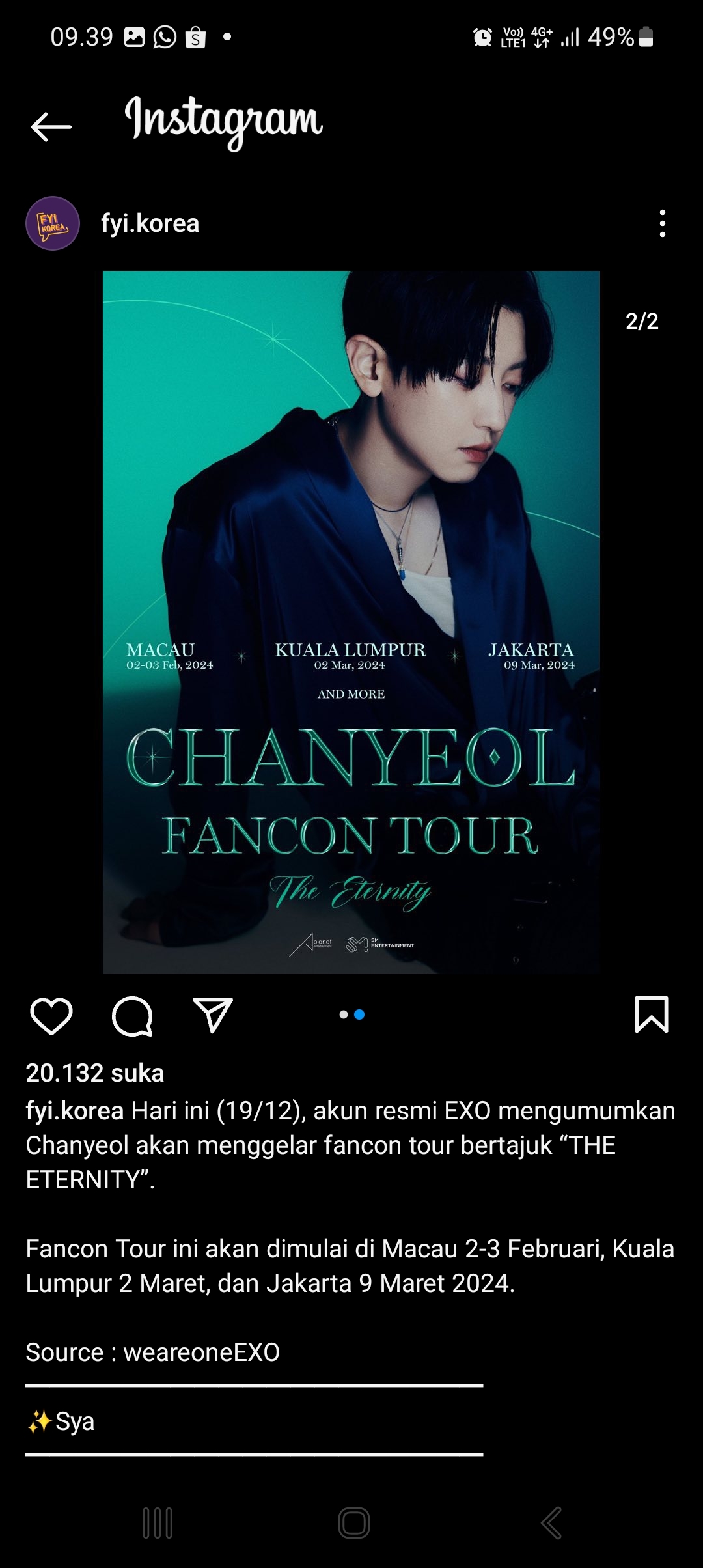 Pecinta K-pop Merapat! Salah Satu Member Chanyeol EXO Siap Menggebrak Jakarta Pada Fancon Tour "THE ETERNITY"