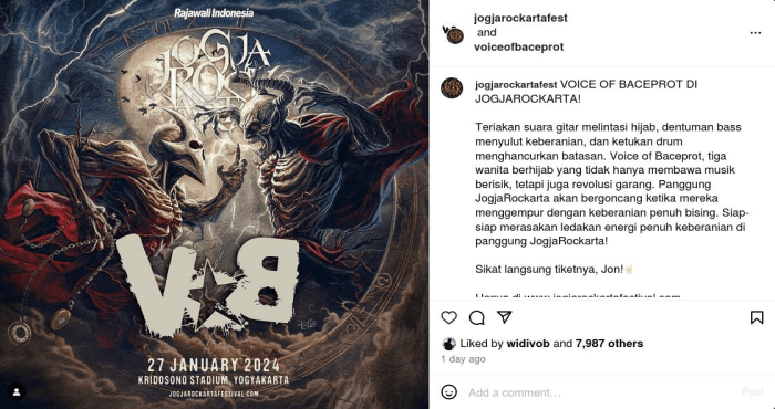 Voice of Baceprot Siap Gebrak Panggung Jogjarockarta Festival 2024, Tiket Presale Sudah Bisa Dipesan Sekarang!