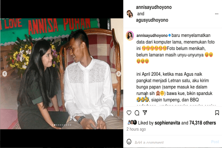 Unggah 5 Foto Romantis Bersama Mantan Pacar, Baru 3 Instagram Annisa Pohan Diserbu Netizen, Ada yang Bilang: Kok Item Ya Mas AHY Dulu...