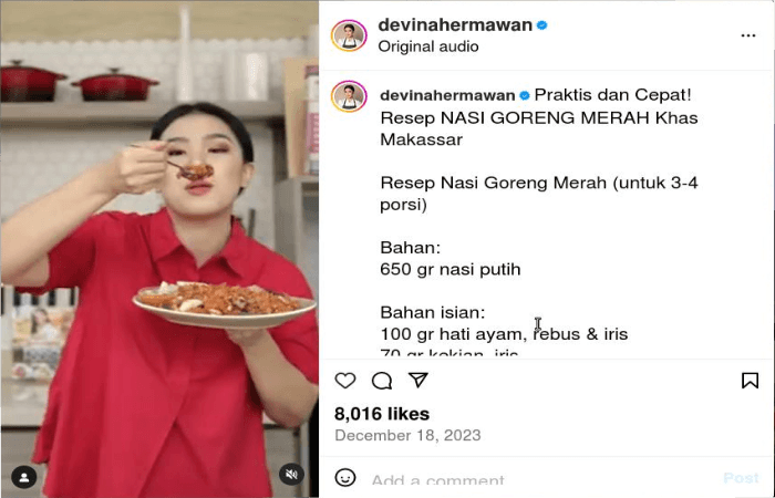 Resep Nasi Goreng Merah Khas Makassar dari Chef Devina, Cepat dan Praktis!