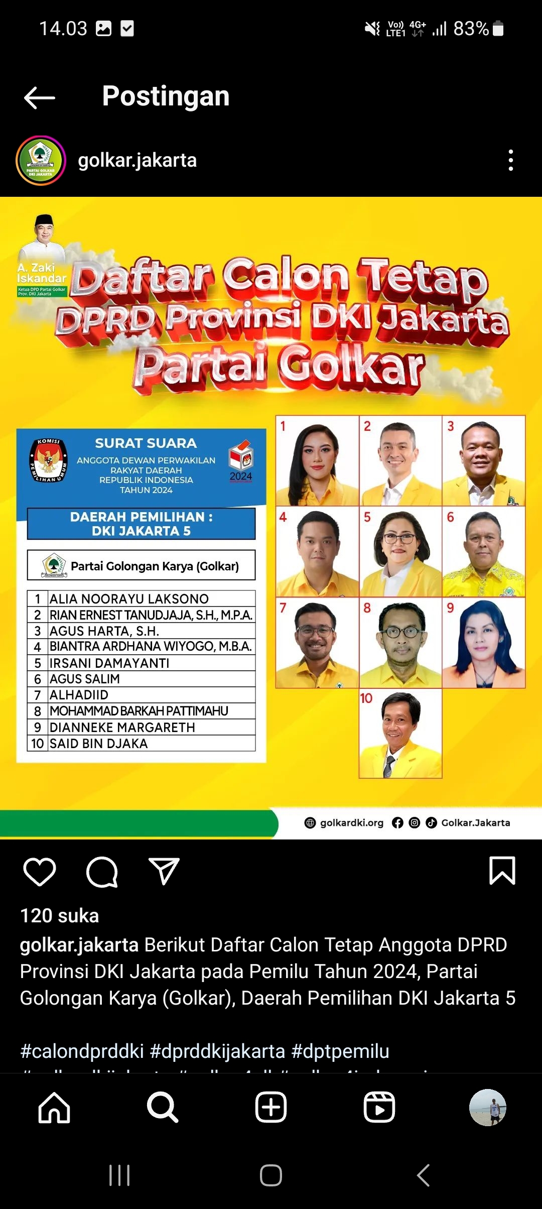 Ini 10 Calon Anggota DPRD DKI Jakarta dari Partai Golkar yang Bakal Bersaing di Dapil 5, Kenali Nama dan Fotonya Agar Tak Salah Pilih