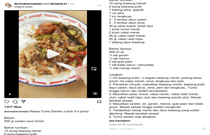 Resep Tumis Sarden dari Chef Devina: 500 Gram Sarden Saus Tomat Cukup untuk 4 Porsi