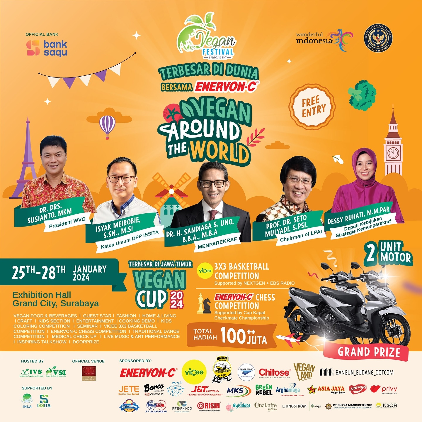 GRATIS! Kunjungi Festival Vegan di Grand City Exhibition Hall Surabaya Akhir Bulan Ini, Raih Hadiah Rp 100 Juta hingga Grand Prize 2 Unit Motor