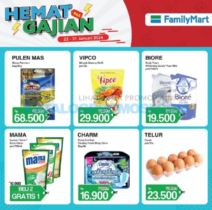 CATAT! Promo FAMILYMART HEMAT GAJIAN Periode 22 Sampai 31 Januari 2024, Diskon Beras, Telur, sampai Minyak Goreng